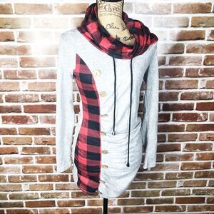 Women’s Grey Plaid Long Sleeve Shirt Size M